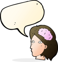 cartoon female head with brain symbol with speech bubble png