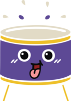 flat color retro cartoon of a drum png