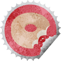 bitten donut graphic png illustration round sticker stamp