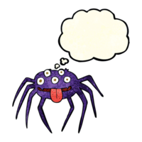 Cartoon grobe Halloween-Spinne mit Gedankenblase png