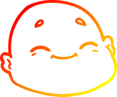 warm gradient line drawing of a cartoon happy bald man png