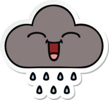 sticker of a cute cartoon storm rain cloud png