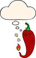 tecknad serie varm chili peppar med trodde bubbla i komisk bok stil png