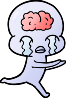 cartoon big brain alien weint png