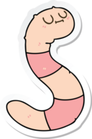 sticker of a quirky hand drawn cartoon worm png