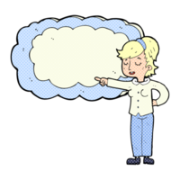 cartoon woman with text space cloud png