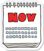 sticker of a cartoon calendar showing month of November png