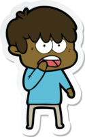 sticker of a worried cartoon boy png