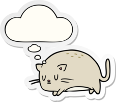 cute cartoon cat with thought bubble as a printed sticker png