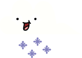 flat color retro cartoon of a snow cloud png