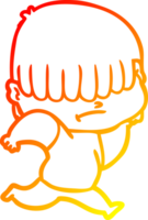 warm gradient line drawing of a cartoon boy with untidy hair png
