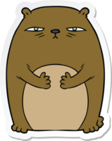 pegatina de un oso molesto cansado de dibujos animados png