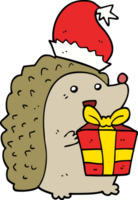 Cartoon-Igel mit Weihnachtsmütze png