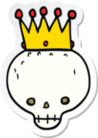 sticker of a cartoon skull with crown png