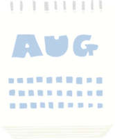 flat color illustration of calendar showing month of august png