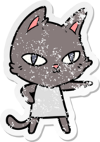 distressed sticker of a cartoon cat staring png