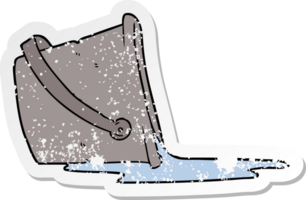 distressed sticker of a cartoon spilled bucket of water png