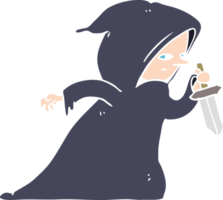 assassino de desenho animado de estilo de cor plana png