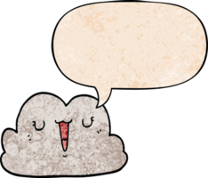 cute cartoon cloud with speech bubble in retro texture style png