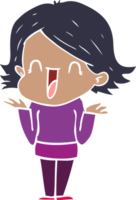 mujer feliz de dibujos animados de estilo de color plano png