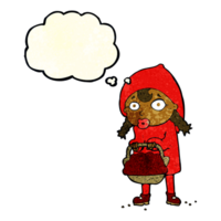 dessin animé du petit chaperon rouge avec bulle de pensée png