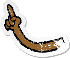 retro distressed sticker of a cartoon arm png