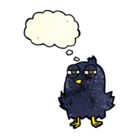 funny cartoon bird with thought bubble png