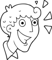 drawn black and white cartoon excited man png