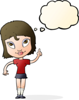 cartoon woman with idea with thought bubble png