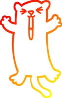 warm gradient line drawing of a cartoon happy cat png