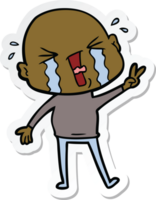 sticker of a cartoon crying bald man png