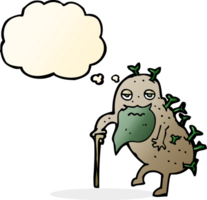 cartoon old potato with thought bubble png