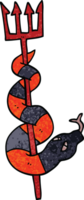 dessin animé doodle serpent sur la fourche du diable png