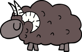 dessin animé doodle mouton noir png