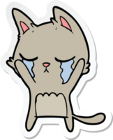 sticker of a crying cartoon cat png