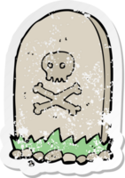 retro distressed sticker of a cartoon grave png