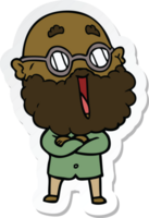 sticker of a cartoon joyful man with beard png