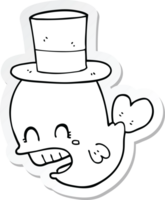 sticker of a cartoon whale wearing hat png