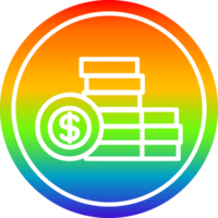 empilés argent circulaire icône avec arc en ciel pente terminer png