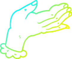 cold gradient line drawing of a cartoon hand png