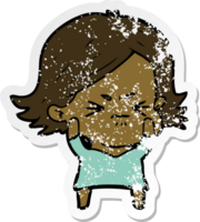 distressed sticker of a cartoon angry woman png