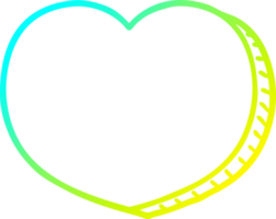 cold gradient line drawing of a cartoon love heart png