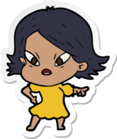 sticker of a cartoon stressed woman png