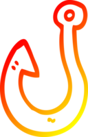 warm gradient line drawing of a cartoon fish hook png