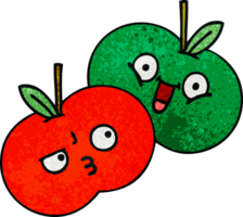 retro grunge textura dibujos animados de un manzanas png