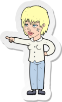 adesivo de uma mulher de desenho animado apontando png
