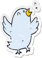 distressed sticker of a cartoon bird singing png