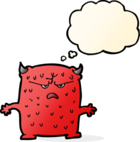 cartoon little alien with thought bubble png