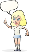 cartoon pretty woman with idea with speech bubble png