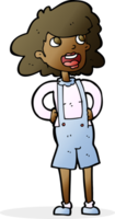 cartoon woman in dungarees png